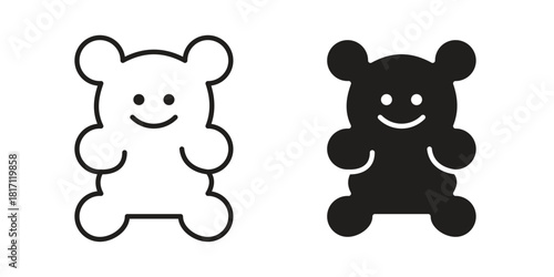 Gummy bear icon doodle set. editable outline stroke vector eps