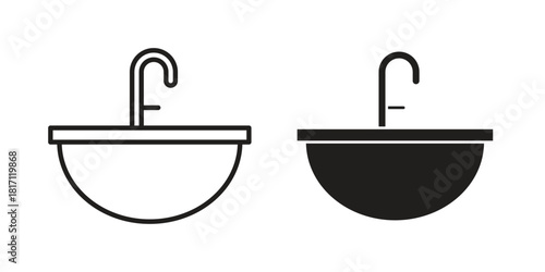 Hair washer sink icon doodle set. editable outline stroke vector eps
