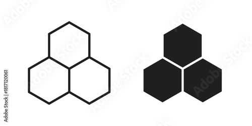 Honeycomb icon doodle set. editable outline stroke vector eps
