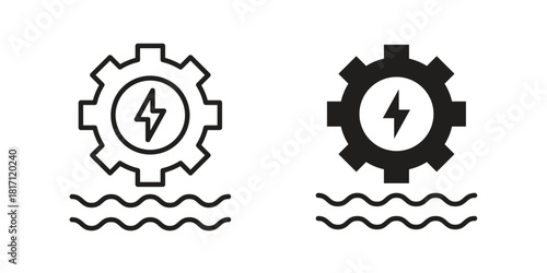 Hydraulic energy icon doodle set. editable outline stroke vector eps