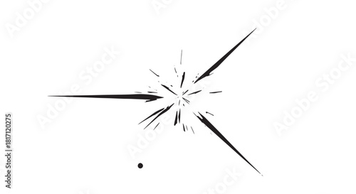 Minimalist Black and White Starburst Graphic with Radiating Lines.