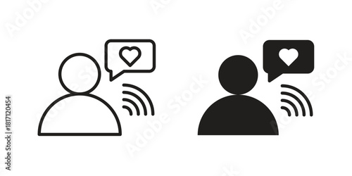 Influencer icon doodle set. editable outline stroke vector eps