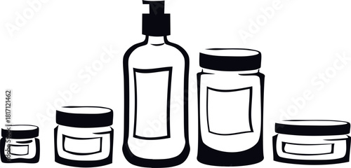 perfume bottle mockup, glass skincare cream container