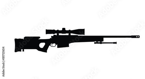 Silhouette of a modern sniper rifle with a telescopic sight displayed