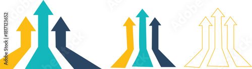 Three Sets of Upward Pointing Arrows In Different Styles Keywords: arrow, up, growth, progress