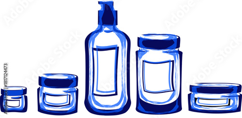 perfume bottle mockup, glass skincare cream container