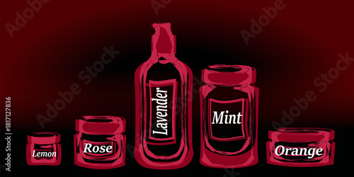 perfume bottle mockup, glass skincare cream container