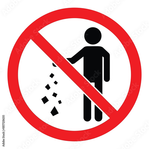 No littering sign showing person dropping trash