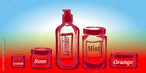 perfume bottle mockup, glass skincare cream container