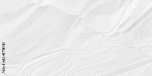 Crumpled paper Blank white crumpled and creased paper poster. Isolated light grungy wrinkled torn old paper material abstract texture background.