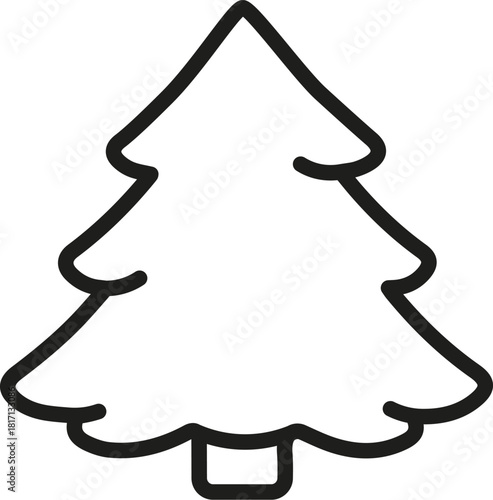 Christmas tree icon. Linear silhouette. Vector illustration. Line style.