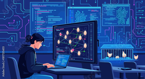 Data scientist building network for farm animals using a computer system