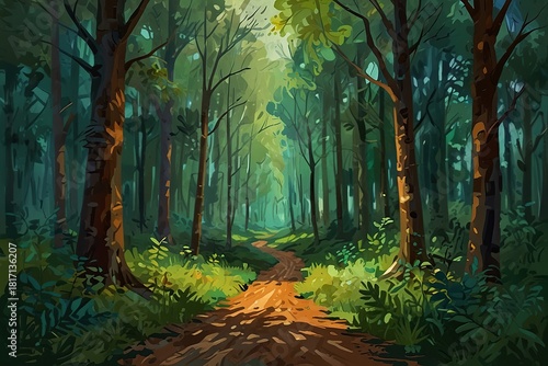 autumn forest in the morning