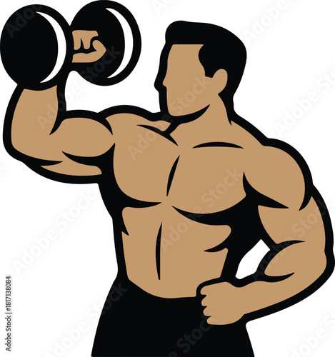 Man lifting dumbbell icon