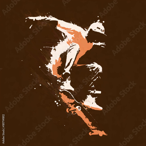 Skateboarder Performing a Trick in Mid-Air

