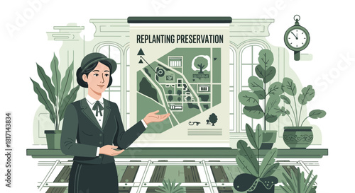 Environmental preservation presentation with vintage charm and urban planning