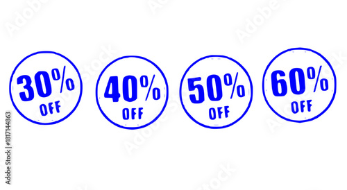 Grab these blue 30 40 50 60 percent off sale stickers for eye catching promotion today