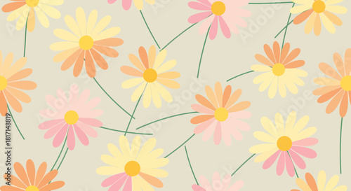 Delicate Floral Pattern With Muted Colors For Background Projects