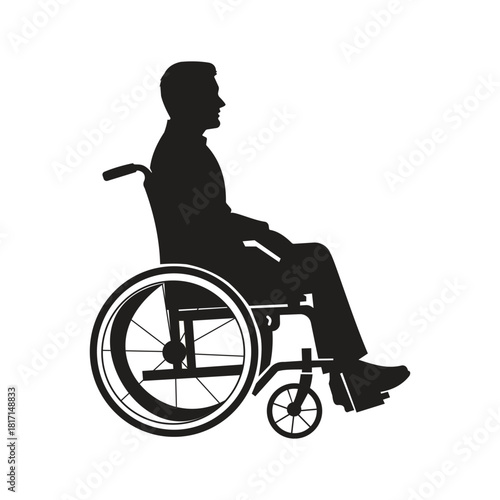 Silhouette of Man Sitting in Wheelchair – Disability Support, Accessibility Mobility Aid, Rehabilitation and Medical Assistance Concept