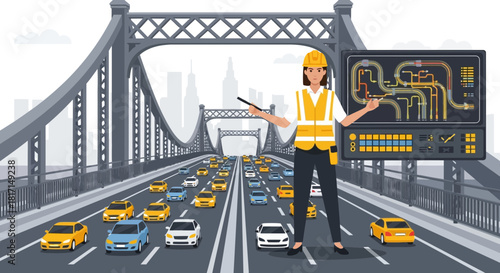 Bridge Traffic Control Engineer Managing Urban Transportation Flow Effectively