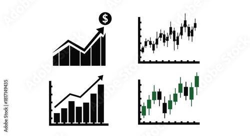 Illustrative representation of financial growth and market analysis with charts
