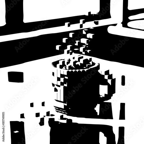 Black and White Coffee Mug on Kitchen Counter.