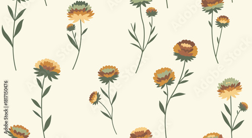 Seamless Floral Pattern With Elegant Artistic Flower Designs