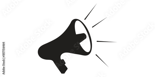 
Black megaphone silhouette icon vector for announcement and alert