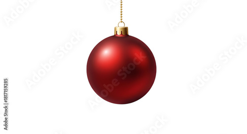 Foto Red christmas ornament hanging, isolated on transparent background