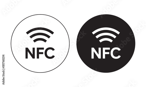 NFC Contactless Payment Icon Vector. Wireless Technology Symbol