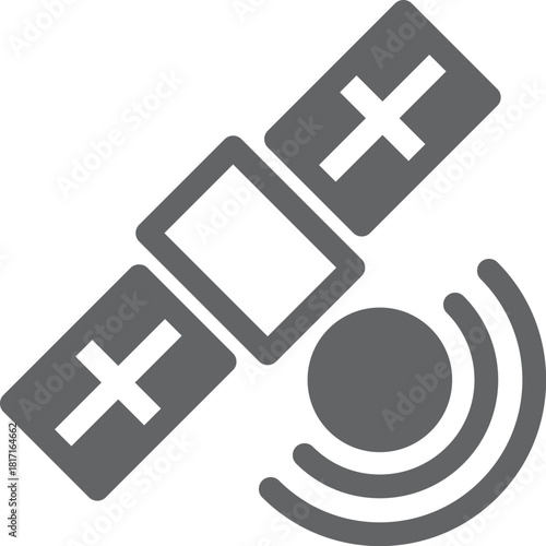 A satellite is shown with a small ball on top of it