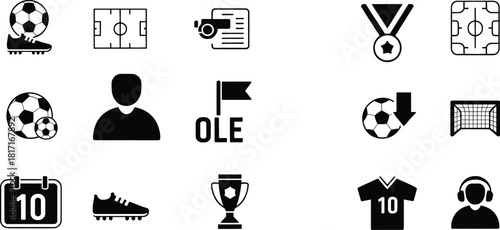 "A Set of 16 Black and White Sports Icons - Perfect for Any Sport-Themed Project"