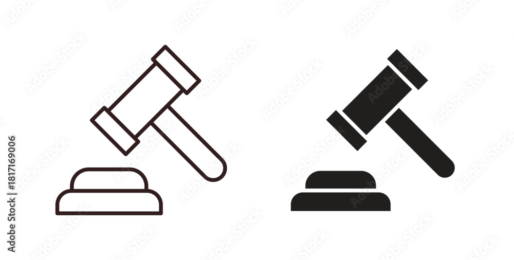 Fototapeta premium Gavel icon with glyph and line. black vector icons for Web UI