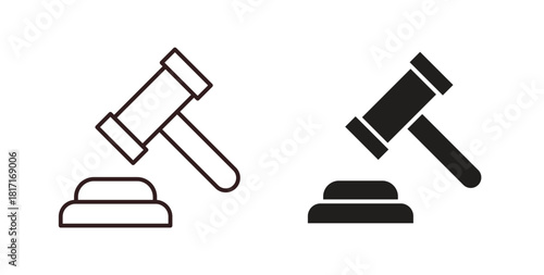 Gavel icon with glyph and line. black vector icons for Web UI