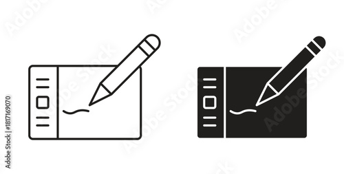 Graphic tablet icon with glyph and line. black vector icons for Web UI