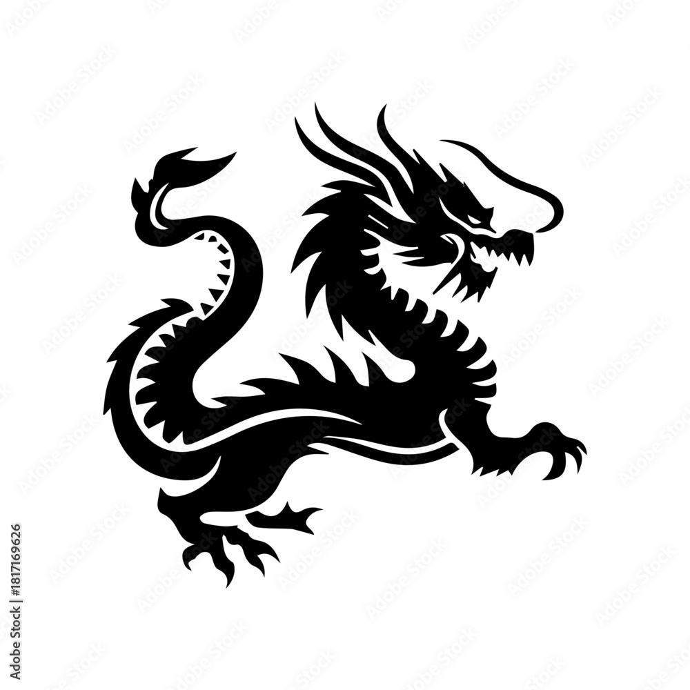 Naklejka premium dragon on black background