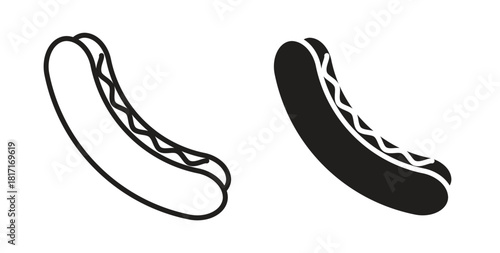Hotdog icon with glyph and line. black vector icons for Web UI