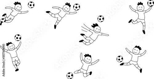 Stick Figure Soccer Players Having Fun with the Ball: A Playful Sports Scene