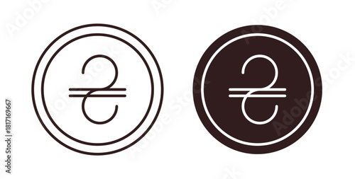 Hryvnia icon with glyph and line. black vector icons for Web UI