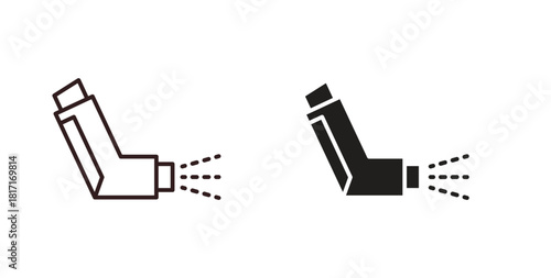 Inhaler icon with glyph and line. black vector icons for Web UI