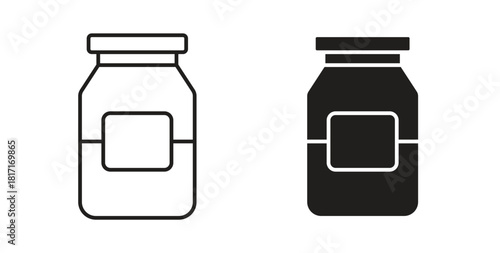 Jar icon with glyph and line. black vector icons for Web UI