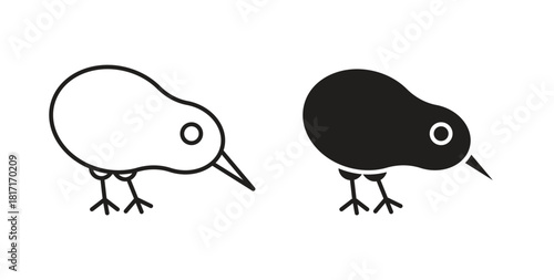 Kiwi bird icon with glyph and line. black vector icons for Web UI