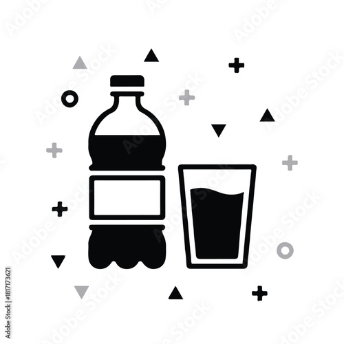 bottle and glass beverage vector for packaging and branding