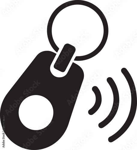key fob icon with wireless signal and keyring vector