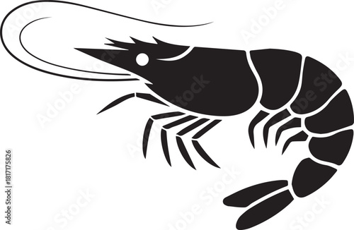 shrimp icon silhouette for restaurant menu and packaging design