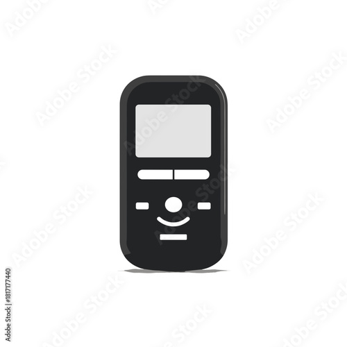 Modern glucometer icon with a blank display and simple control buttons in black silhouette