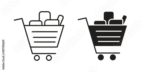 Full cart icon concept set. Simple icon collection