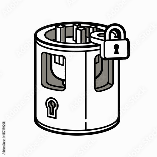 Cylindrical lockout device securing industrial valve or switch to prevent accidental activation