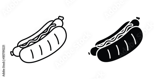 Hot dog icon. Line with editable stroke and flat for Web