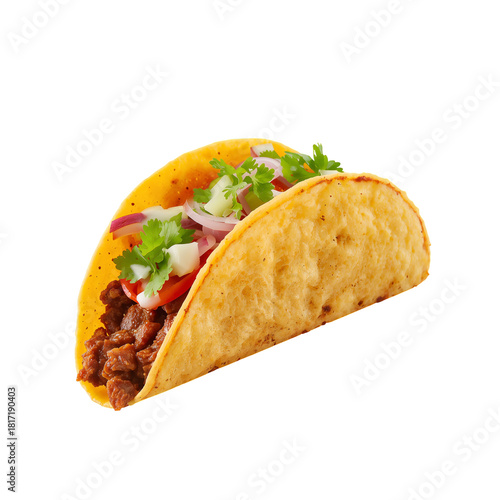 Tasty Beef Taco With Fresh Toppings Served on a Crispy Shell